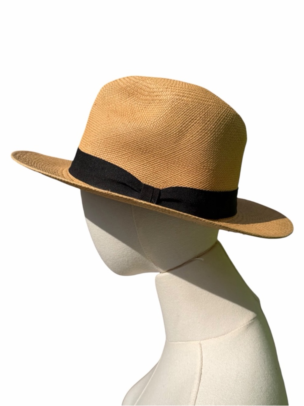 Anea Hill Napa Panama Hat Straw Natural Tan Black Band Size M Classic Summer
